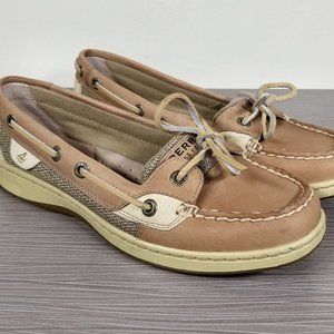 Sperry Angelfish Boat Shoe, Linen-Oat Leather, Womens Size 6 M / 36